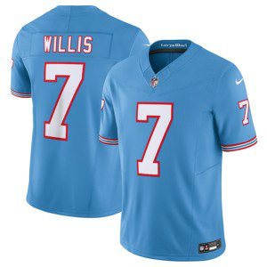 Nike Titans 7 Malik Willis Light Blue 2023 F.U.S.E. Vapor Limited Throwback Men Jersey Nike Titans 7 Malik Willis Light Blue 2023 F.U.S.E. Vapor Limited Throwback Men Jersey