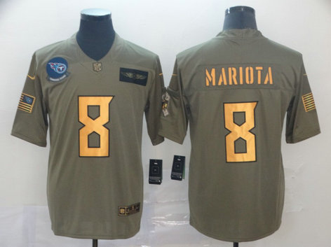 Nike Titans 8 Marcus Mariota 2019 Olive Gold Salute To Service Limited Jersey Nike Titans 8 Marcus Mariota 2019 Olive Gold Salute To Service Limited Jersey