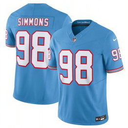 Nike Titans 98 Jeffery Simmons Light Blue 2023 F.U.S.E. Vapor Limited Throwback Men Jersey Nike Titans 98 Jeffery Simmons Light Blue 2023 F.U.S.E. Vapor Limited Throwback Men Jersey