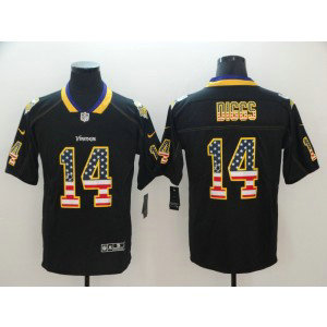 Nike Vikings 14 Stefon Diggs Black USA Flag Fashion Limited Men Jersey