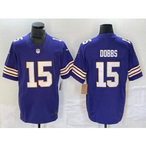 Nike Vikings 15 Dobbs Purple Throwback Vapor Limited Men Jersey