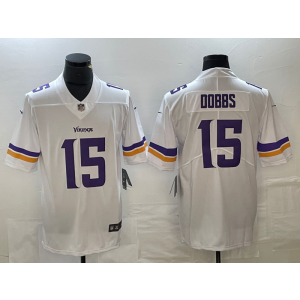 Nike Vikings 15 Dobbs White Vapor Untouchable Limited Men Jersey