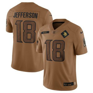 Nike Vikings 18 Justin Jefferson 2023 Brown Salute To Service Limited Men Jersey Nike Vikings 18 Justin Jefferson 2023 Brown Salute To Service Limited Men Jersey