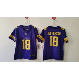 Nike Vikings 18 Justin Jefferson Purple F.U.S.E. Color Rush Limited Youth Jersey