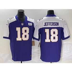 Nike Vikings 18 Justin Jefferson Purple Gold 2023 F.U.S.E Vapor Limited Men Jersey Nike Vikings 18 Justin Jefferson Purple Gold 2023 F.U.S.E Vapor Limited Men Jersey
