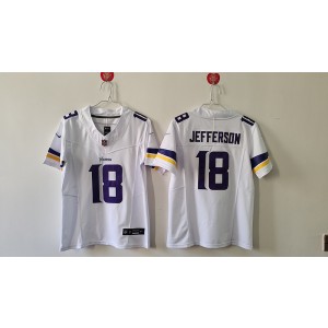 Nike Vikings 18 Justin Jefferson White F.U.S.E. Vapor Limited Women Jersey