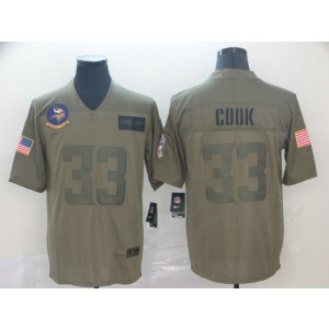 Nike Vikings 33 Dalvin Cook 2019 Olive Salute To Service Limited Men Jersey