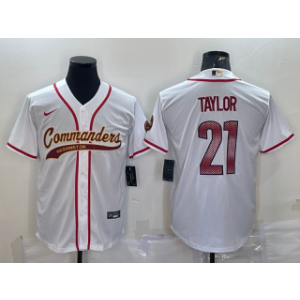 Nike Washington Commanders 21 Sean Taylor White With Patch Vapor Baseball Limited Men Jersey