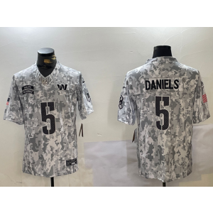 Nike Washington Commanders 5 Jayden Daniels Arctic Camo 2024 F.U.S.E. Salute to Service Limited Men Jersey