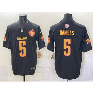 Nike Washington Commanders 5 Jayden Daniels Black F.U.S.E. Vapor Limited Men Jersey with 90th Patch