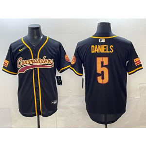 Nike Washington Commanders 5 Jayden Daniels Black Gold Baseball Vapor Limited Men Jersey