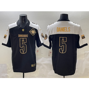 Nike Washington Commanders 5 Jayden Daniels Black Gold F.U.S.E. Vapor Limited Men Jersey