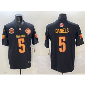 Nike Washington Commanders 5 Jayden Daniels Black Team Logo F.U.S.E. Vapor Limited Men Jersey
