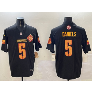 Nike Washington Commanders 5 Jayden Daniels Black Team Logo F.U.S.E. Vapor Limited Men Jersey