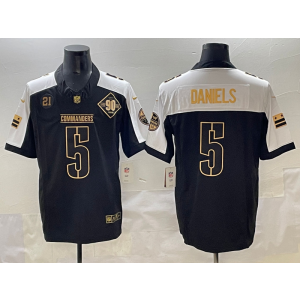 Nike Washington Commanders 5 Jayden Daniels Navy F.U.S.E. Vapor Limited Men Jersey with Patch