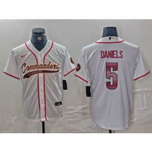 Nike Washington Commanders 5 Jayden Daniels White Vapor Baseball Limited Men Jersey
