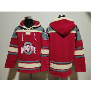 Ohio State Buckeyes Blank Red Grey Must-Have Lace-Up Pullover Hoodie