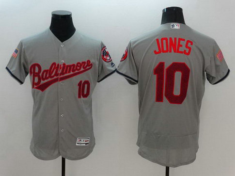 Orioles 10 Adam Jone Grey Fashion Stars & Stripes Flexbase Jersey Orioles 10 Adam Jone Grey Fashion Stars & Stripes Flexbase Jersey
