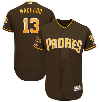 Padres 13 Manny Machado Brown 50th Anniversary And 150th Patch FlexBase Jersey Padres 13 Manny Machado Brown 50th Anniversary And 150th Patch FlexBase Jersey