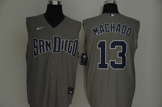 Padres 13 Manny Machado Gray Nike Cool Base Sleeveless Jersey Padres 13 Manny Machado Gray Nike Cool Base Sleeveless Jersey