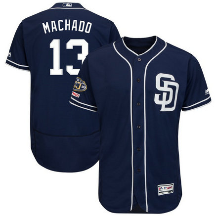 Padres 13 Manny Machado Navy 50th Anniversary And 150th Patch FlexBase Jersey Padres 13 Manny Machado Navy 50th Anniversary And 150th Patch FlexBase Jersey