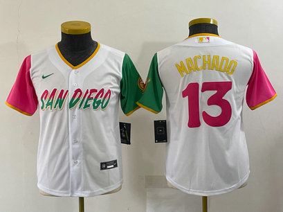 Padres 13 Manny Machado White Youth Nike 2022 City Connect Cool Base Jersey Padres 13 Manny Machado White Youth Nike 2022 City Connect Cool Base Jersey