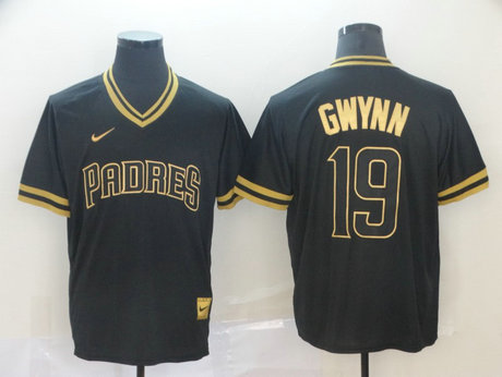 Padres 19 Tony Gwynn Black Gold Nike Cooperstown Collection Legend V Neck Jersey Padres 19 Tony Gwynn Black Gold Nike Cooperstown Collection Legend V Neck Jersey