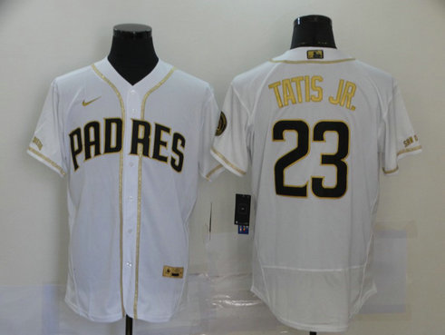 Padres 23 Fernando Tatis Jr. White Gold Nike Flexbase Jersey Padres 23 Fernando Tatis Jr. White Gold Nike Flexbase Jersey