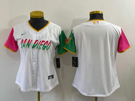 Padres Blank White Women Nike 2022 City Connect Cool Base Jersey Padres Blank White Women Nike 2022 City Connect Cool Base Jersey