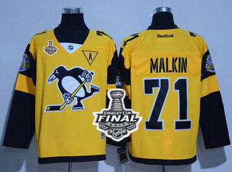 Penguins #71 Evgeni Malkin Gold 2017 Stadium Series Stanley Cup Final Patch Stitched NHL Jersey
