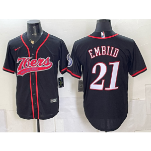 Philadelphia 76ers 21 Joel Embiid Black Baseball Vapor Limited Men Jersey