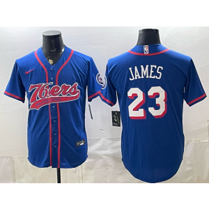 Philadelphia 76ers 23 LeBron James Blue Baseball Vapor Limited Men Jersey