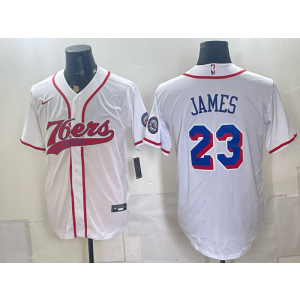 Philadelphia 76ers 23 LeBron James White Baseball Vapor Limited Men Jersey