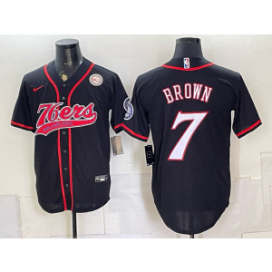Philadelphia 76ers 7 Jaylen Brown Black Baseball Vapor Limited Men Jersey