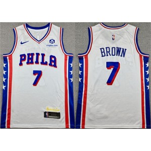 Philadelphia 76ers 7 Jaylen Brown White Men Jersey