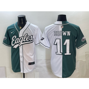 Philadelphia Eagles 11 Brown White Green Split Baseball Vapor Limited Men Jersey