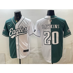Philadelphia Eagles 20 Dawkins White Green Split Baseball Vapor Limited Men Jersey
