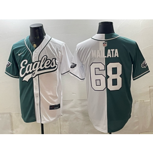 Philadelphia Eagles 68 Mailata White Green Split Baseball Vapor Limited Men Jersey