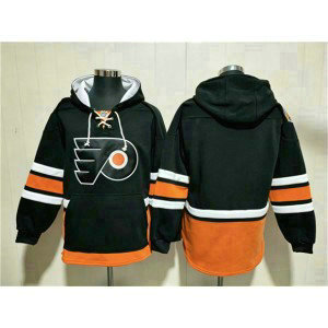 Philadelphia Flyers Blank Black Ageless Must-Have Lace-Up Pullover Hoodie