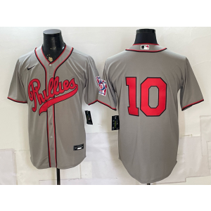 Philadelphia Phillies 10 J.T. Realmuto Gray 2026 Field of Dreams Stadium Men Jersey