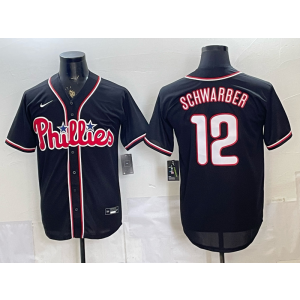 Philadelphia Phillies 12 Schwarber 2026 Black Out Cool Base Men Jersey Philadelphia Phillies 12 Schwarber 2026 Black Out Cool Base Men Jersey