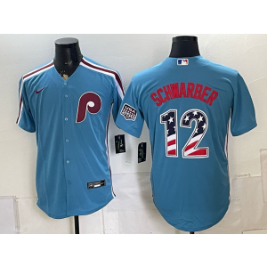 Philadelphia Phillies 12 Schwarber Blue USA 250 Fourth of July Men Jersey Philadelphia Phillies 12 Schwarber Blue USA 250 Fourth of July Men Jersey