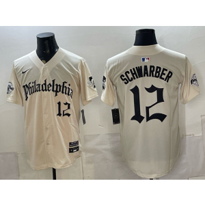 Philadelphia Phillies 12 Schwarber Gothic Cream Men Jersey Philadelphia Phillies 12 Schwarber Gothic Cream Men Jersey