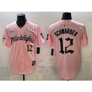 Philadelphia Phillies 12 Schwarber Gothic Pink Men Jersey Philadelphia Phillies 12 Schwarber Gothic Pink Men Jersey