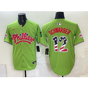 Philadelphia Phillies 12 Schwarber Green USA 250 Fourth of July Men Jersey Philadelphia Phillies 12 Schwarber Green USA 250 Fourth of July Men Jersey