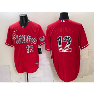 Philadelphia Phillies 12 Schwarber Red USA 250 Fourth of July Men Jersey