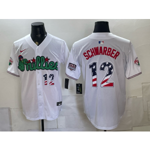 Philadelphia Phillies 12 Schwarber White USA 250 Fourth of July Men Jersey 1 Philadelphia Phillies 12 Schwarber White USA 250 Fourth of July Men Jersey 1