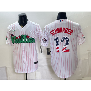 Philadelphia Phillies 12 Schwarber White USA 250 Fourth of July Men Jersey Philadelphia Phillies 12 Schwarber White USA 250 Fourth of July Men Jersey