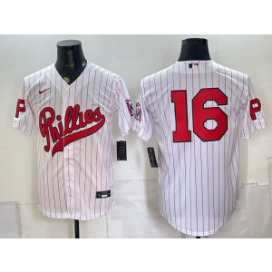 Philadelphia Phillies 16 Brandon Marsh White Throwback Men Jersey Philadelphia Phillies 16 Brandon Marsh White Throwback Men Jersey