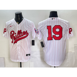 Philadelphia Phillies 19 White Throwback Men Jersey Philadelphia Phillies 19 White Throwback Men Jersey